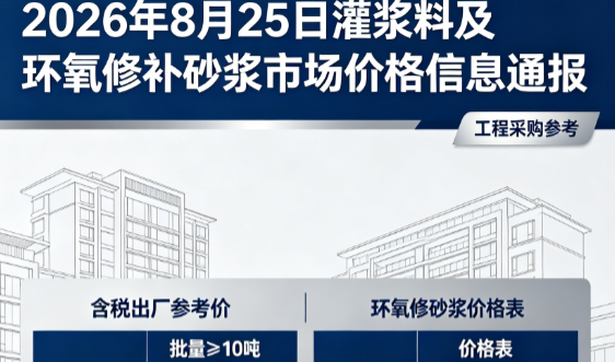 尖扎2026年8月25日灌浆料及环氧修补砂浆市场价格信息通报